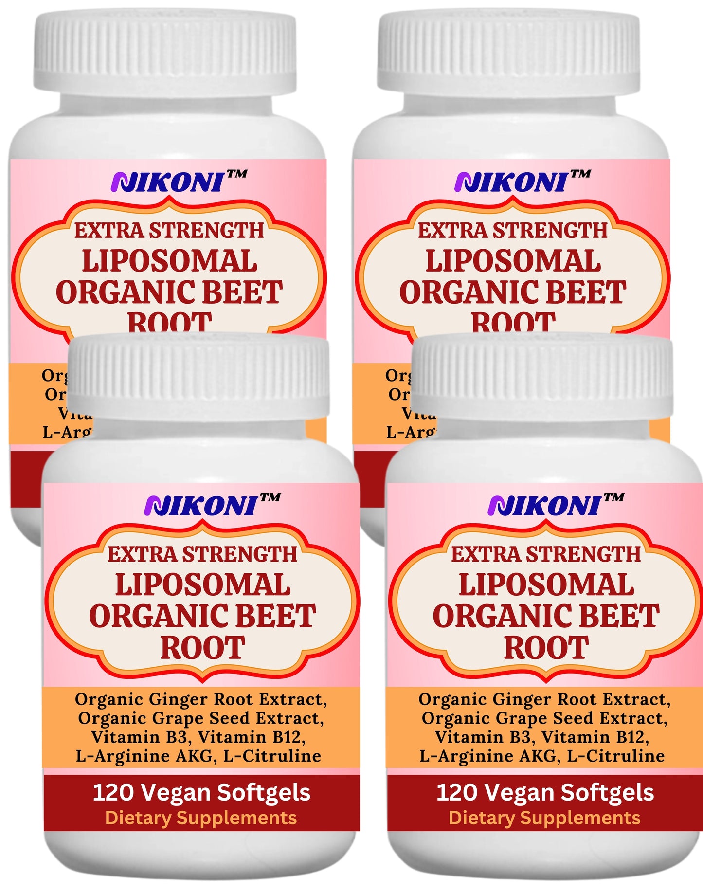 Nikoni Organic Liposomal Beet Root Vegan Softgels, 1000 mg for Circulatory Support