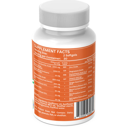 Nikoni Vegan Liposomal Immune Support Softgels – 18-in-1 Formula with Vitamin C, Zinc, Vitamin D3, Echinacea, Elderberry & Curcumin Vegan Softgels