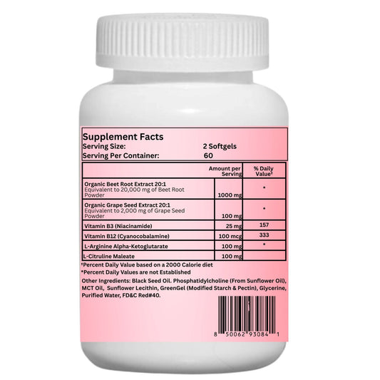 Nikoni Organic Liposomal Beet Root Vegan Softgels, 1000 mg for Circulatory Support