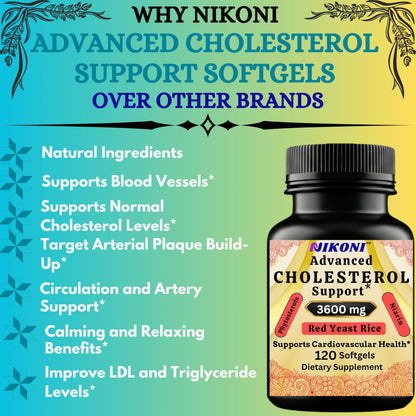 Nikoni Advanced Cholesterol Support 3600 mg Plant Sterols Softgels
