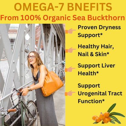 Nikoni Organic Sea Buckthorn Oil Vegan Softgels forr Healthy Skin, Hair, Nails