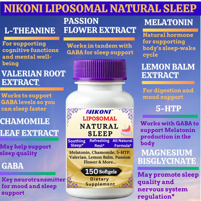 Nikoni Liposomal Natural Sleep Aid Softgels, Supports Natural Sleep