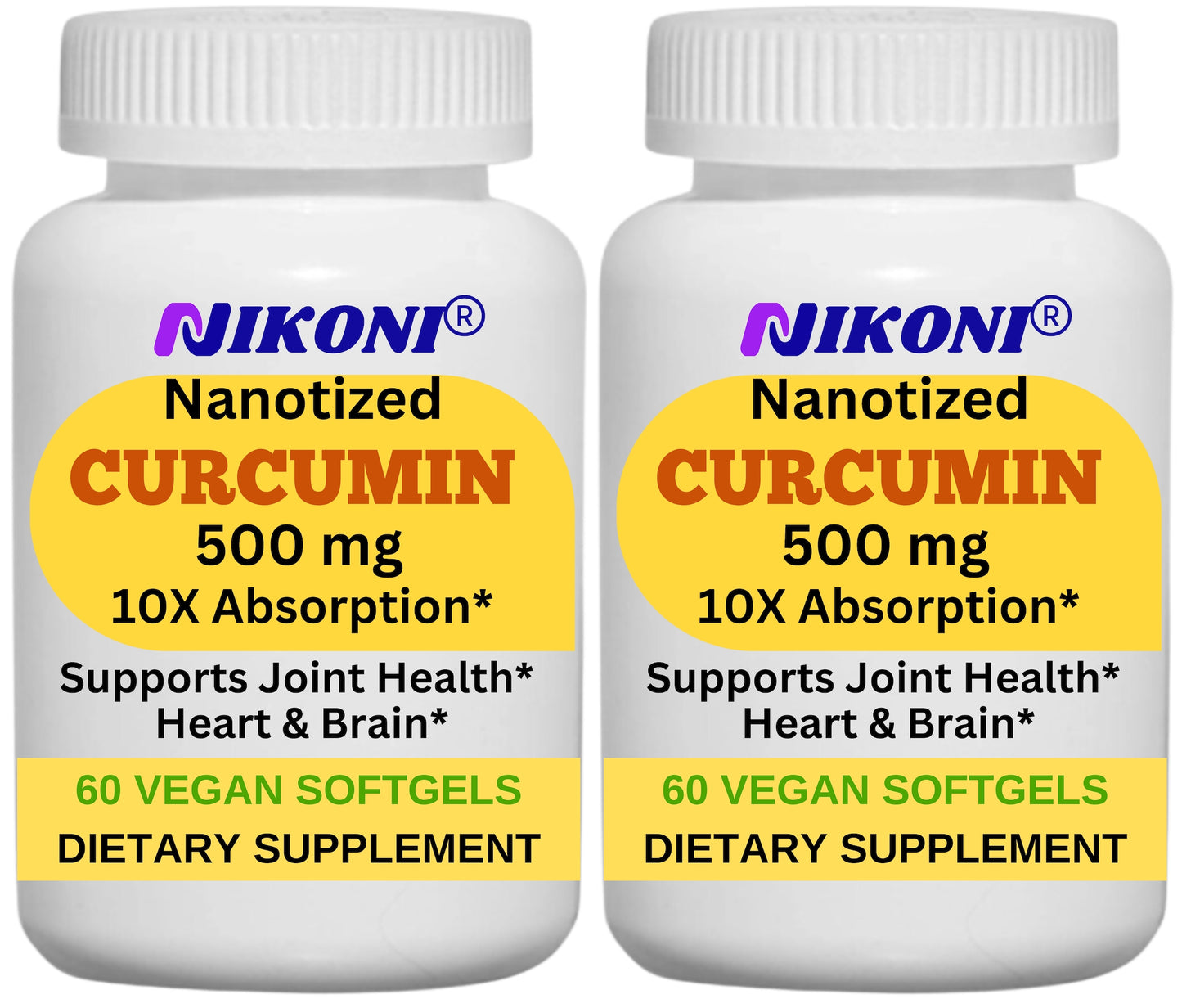 Nikoni Nanotized Curcumin Softgels, Supports Joint, Heart, & Immunity.