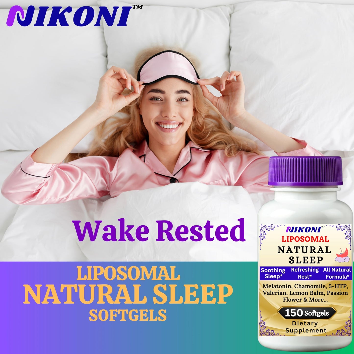Nikoni Liposomal Natural Sleep Aid Softgels, Supports Natural Sleep