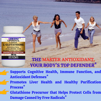 Nikoni Liposomal S-Acetyl L-Glutathione Resveratrol, Hyaluronic Acid & Collagen  Softgels