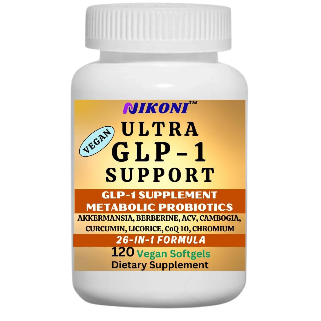 Nikoni GLP-1 Supplement with Akkermansia, Berberine, Curcumin, ACV Vegan Softgels