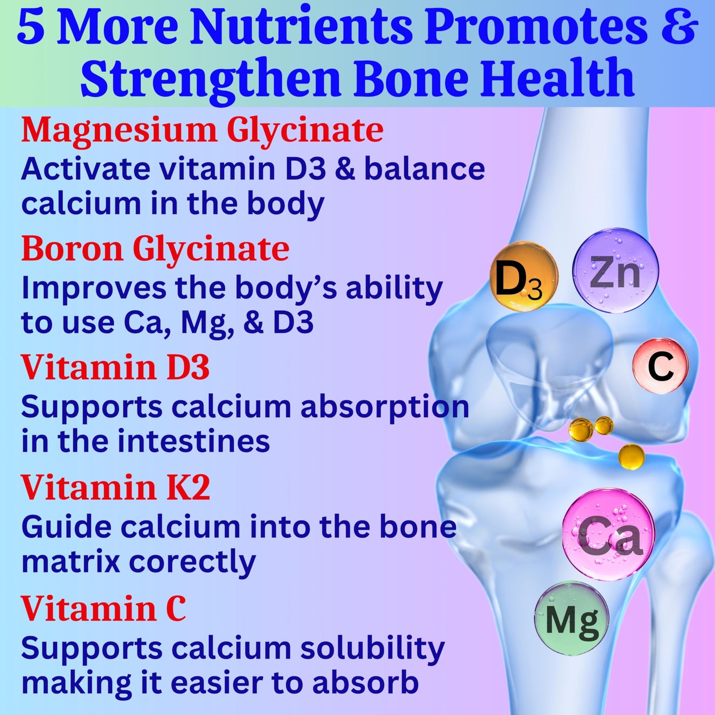 Liposomal Calcium AKG 1500mg, Vitamin C, D3, K2, Mg+ & Probiotics Soft gels