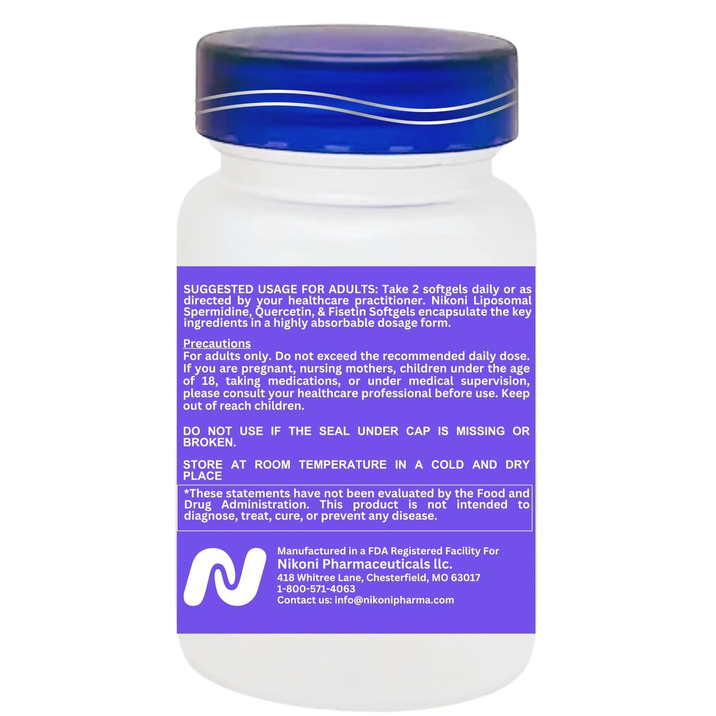 Nikoni Liposomal Spermidine, Quercetin, Fisetin Softgels for Healthy Aging, Cellular Renewal.