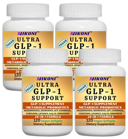 Nikoni GLP-1 Supplement with Akkermansia, Berberine, Curcumin, ACV Vegan Softgels