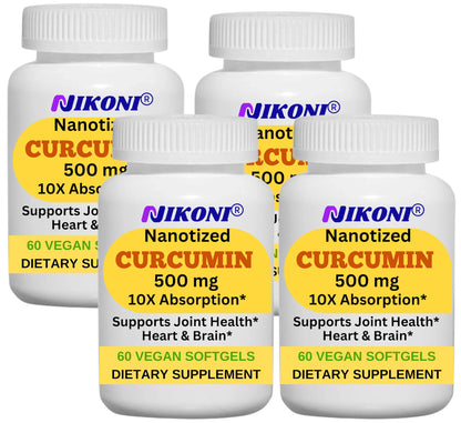 Nikoni Nanotized Curcumin Softgels, Supports Joint, Heart, & Immunity.