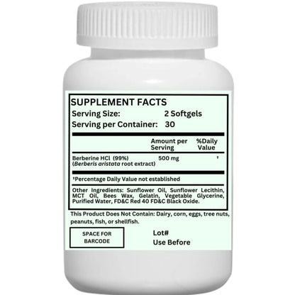 Nikoni Liposomal Berberine 500 mg Support Heart Health & Cholesterol 60 Softgels