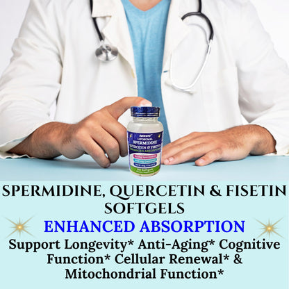 Nikoni Liposomal Spermidine, Quercetin, Fisetin Softgels for Healthy Aging, Cellular Renewal.