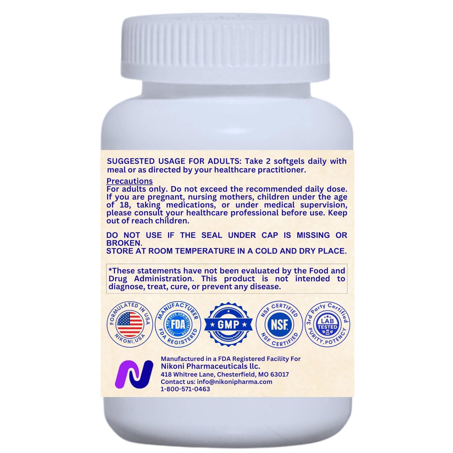 Nikoni Akkermansia Muciniphila GLP-1 Probiotic Softgels for Women & Men