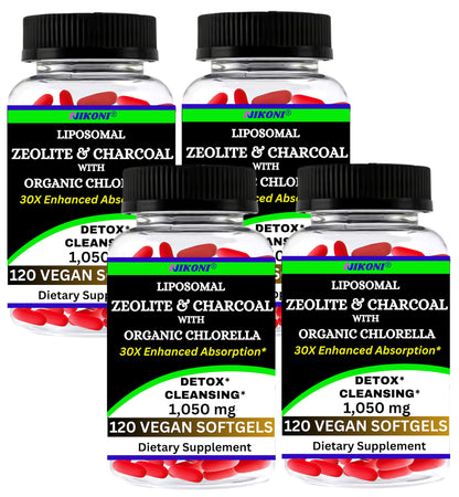 Nikoni Vegan Liposomal Zeolite, Activated Charcoal & Organic Chlorella, Supports Full Body Detox
