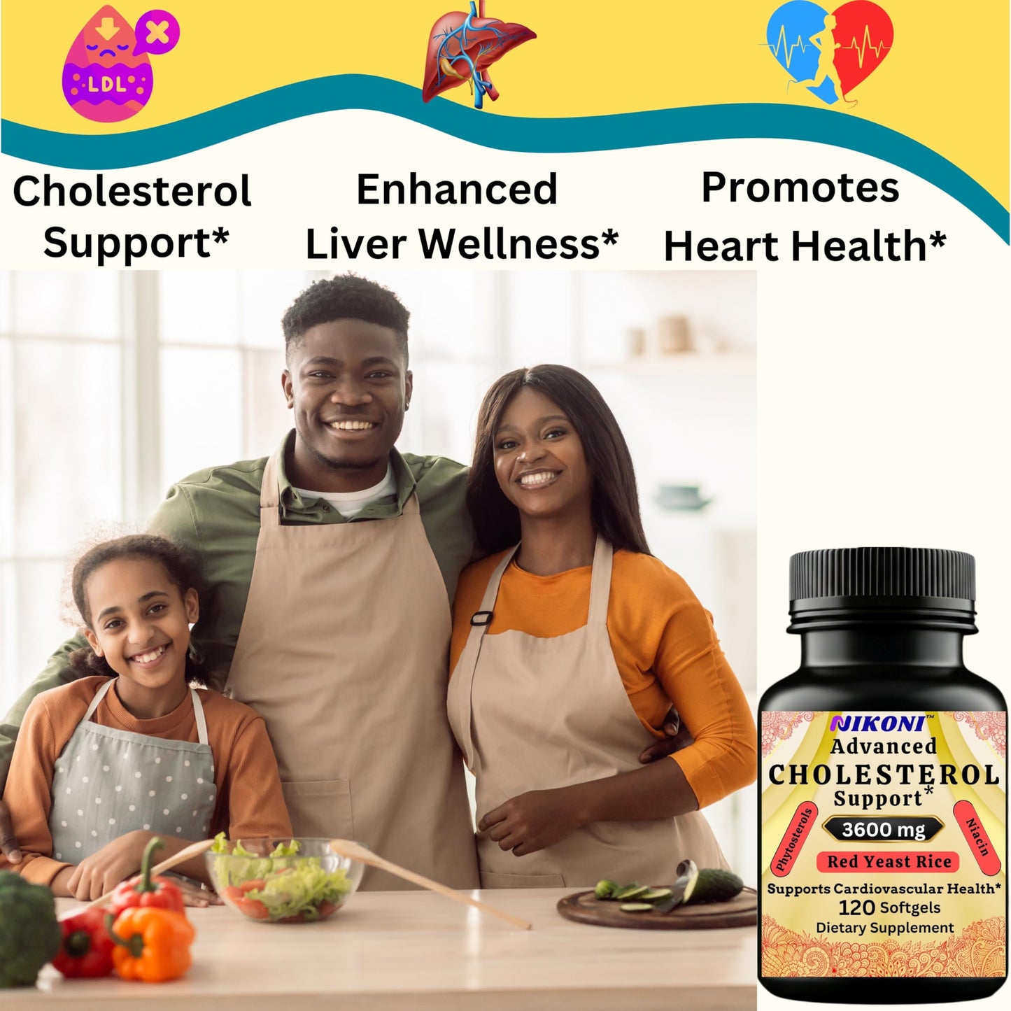 Nikoni Advanced Cholesterol Support 3600 mg Plant Sterols Softgels