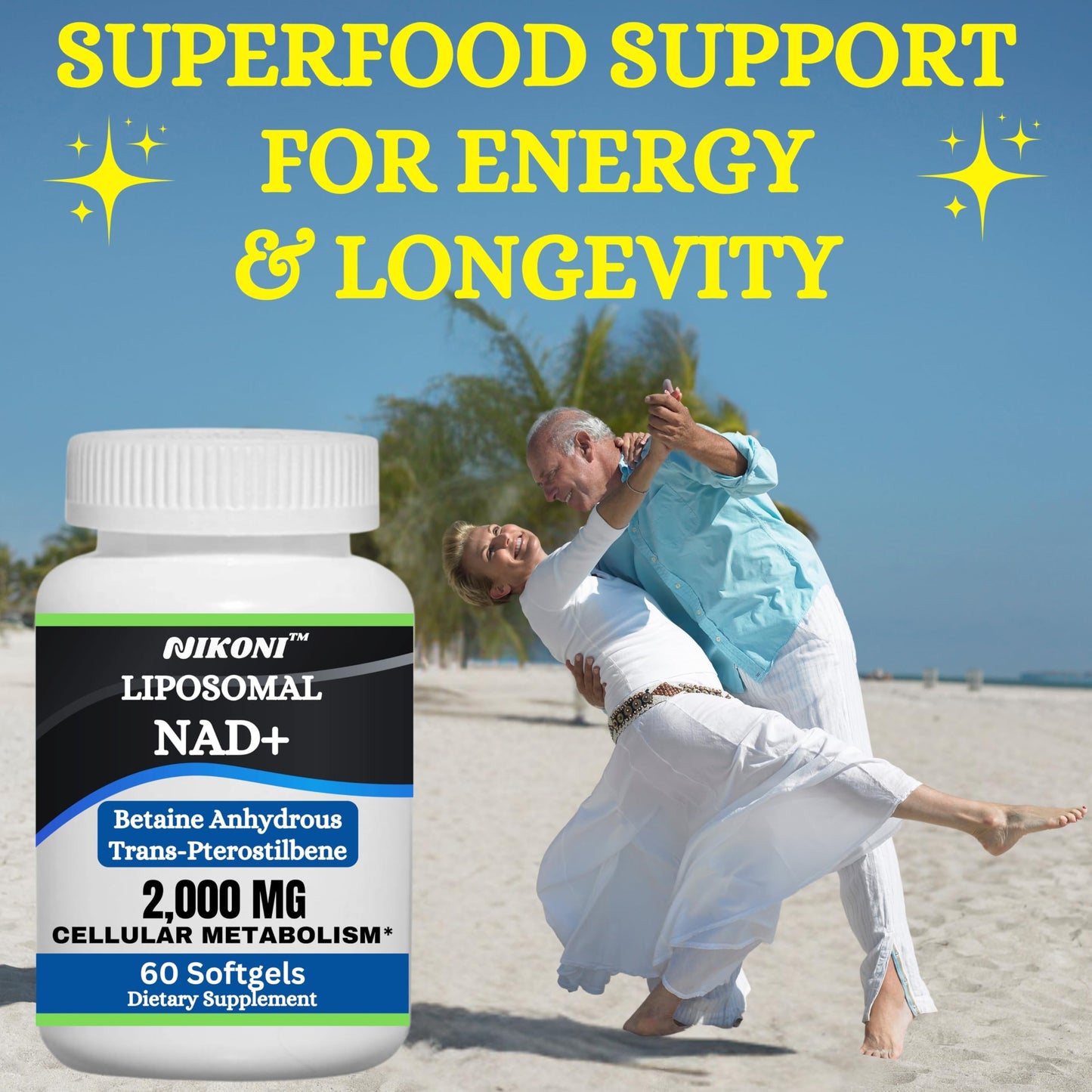 Nikoni Liposomal NAD+ 2000 mg with TMG and Pterostilbene Softgels