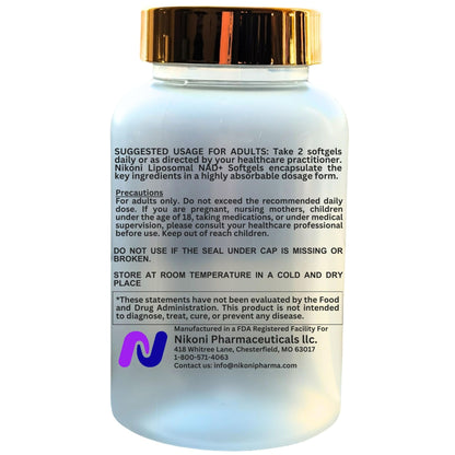 Nikoni Liposomal NAD+ 2000 mg with TMG and Pterostilbene Softgels