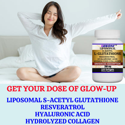Nikoni Liposomal S-Acetyl L-Glutathione Resveratrol, Hyaluronic Acid & Collagen  Softgels