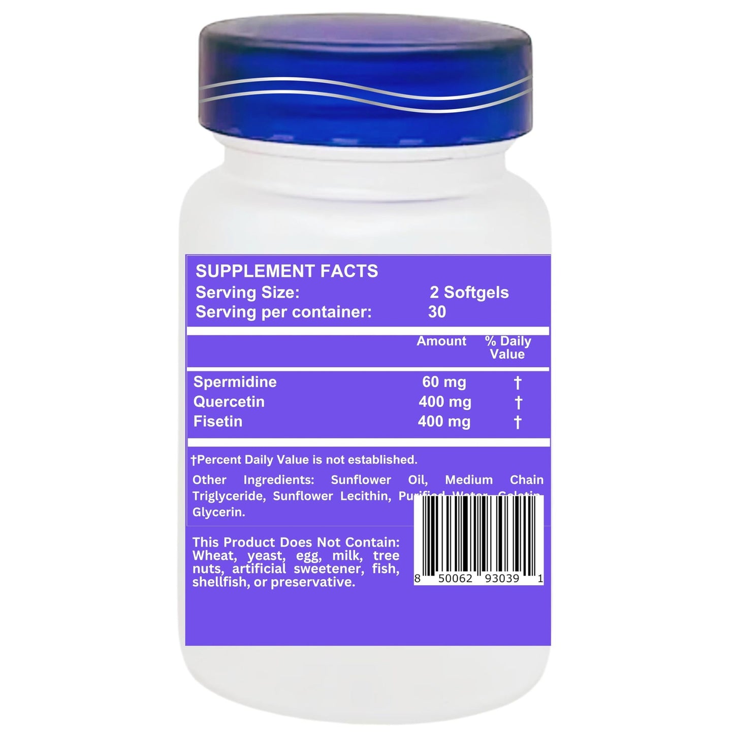 Nikoni Liposomal Spermidine, Quercetin, Fisetin Softgels for Healthy Aging, Cellular Renewal.