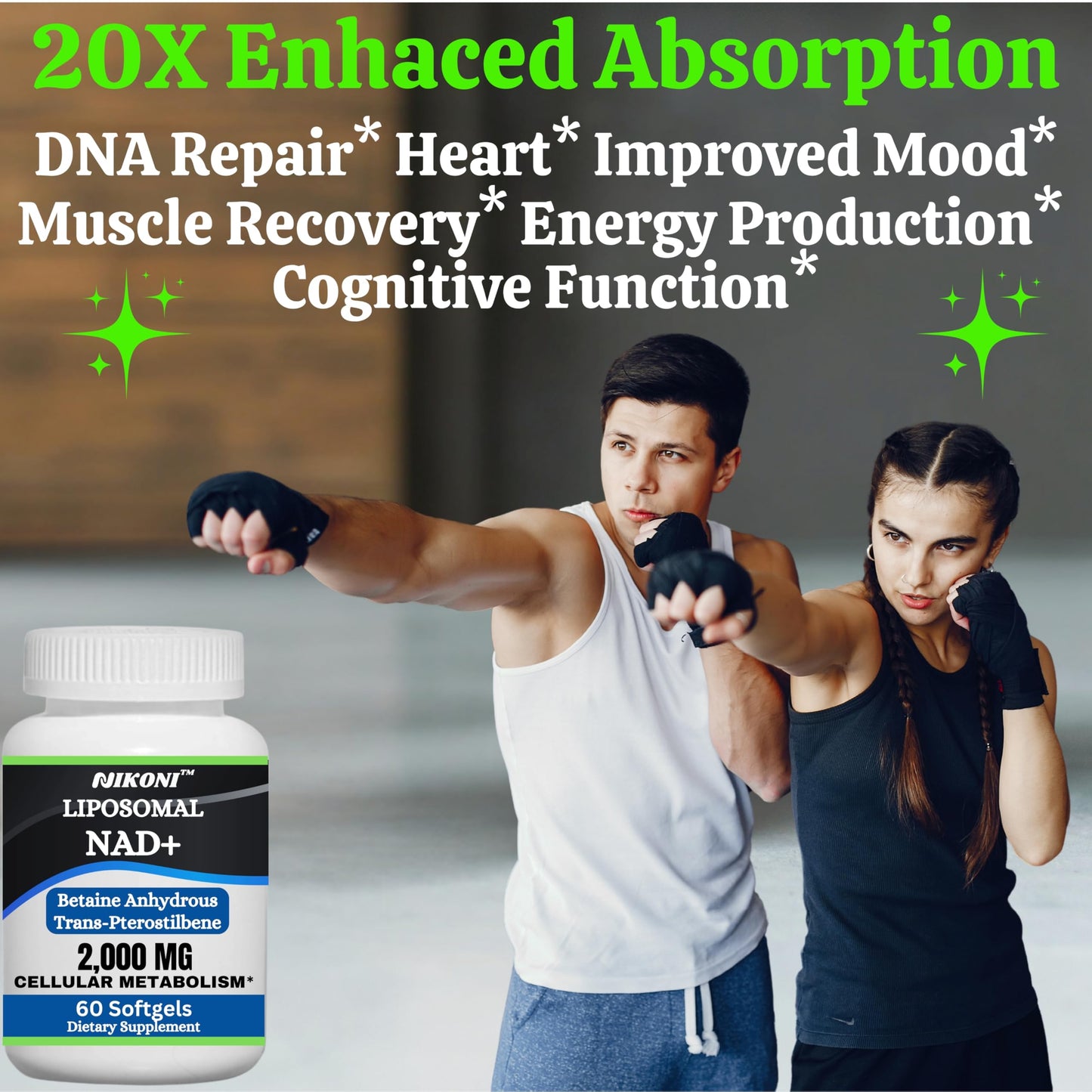 Nikoni Liposomal NAD+ 2000 mg with TMG and Pterostilbene Softgels