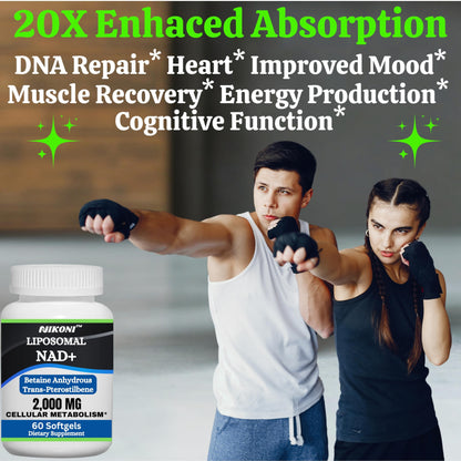 Nikoni Liposomal NAD+ 2000 mg with TMG and Pterostilbene Softgels