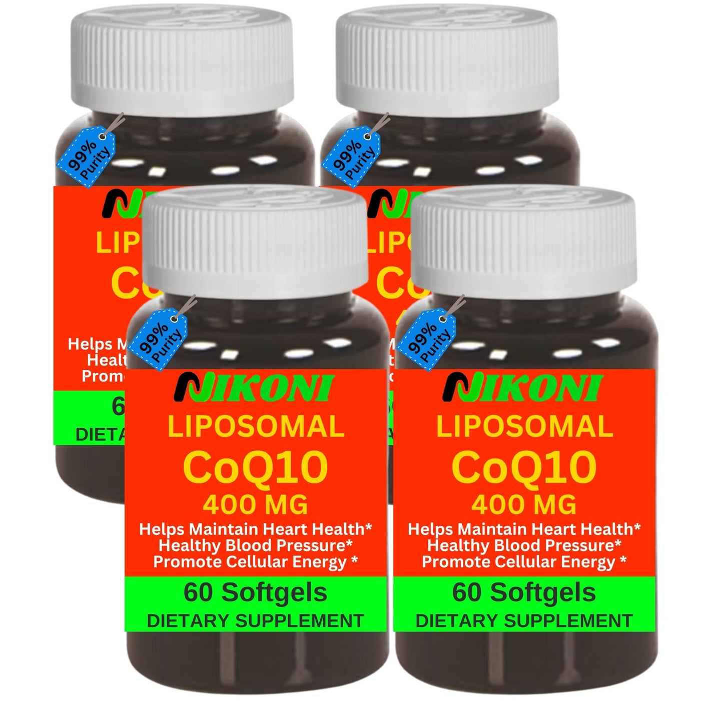 Nikoni Liposomal CoQ10 400 mg, Higher Absorption, Heart Health Softgels