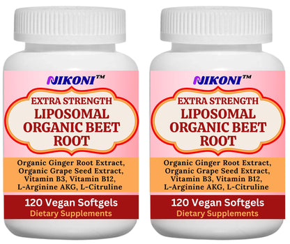 Nikoni Organic Liposomal Beet Root  Vegan Softgels, 1000 mg for Circulatory Support