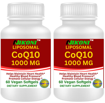 Nikoni Liposomal CoQ10 1000mg Vegan Softges, Supports Heart, Brain & Energy