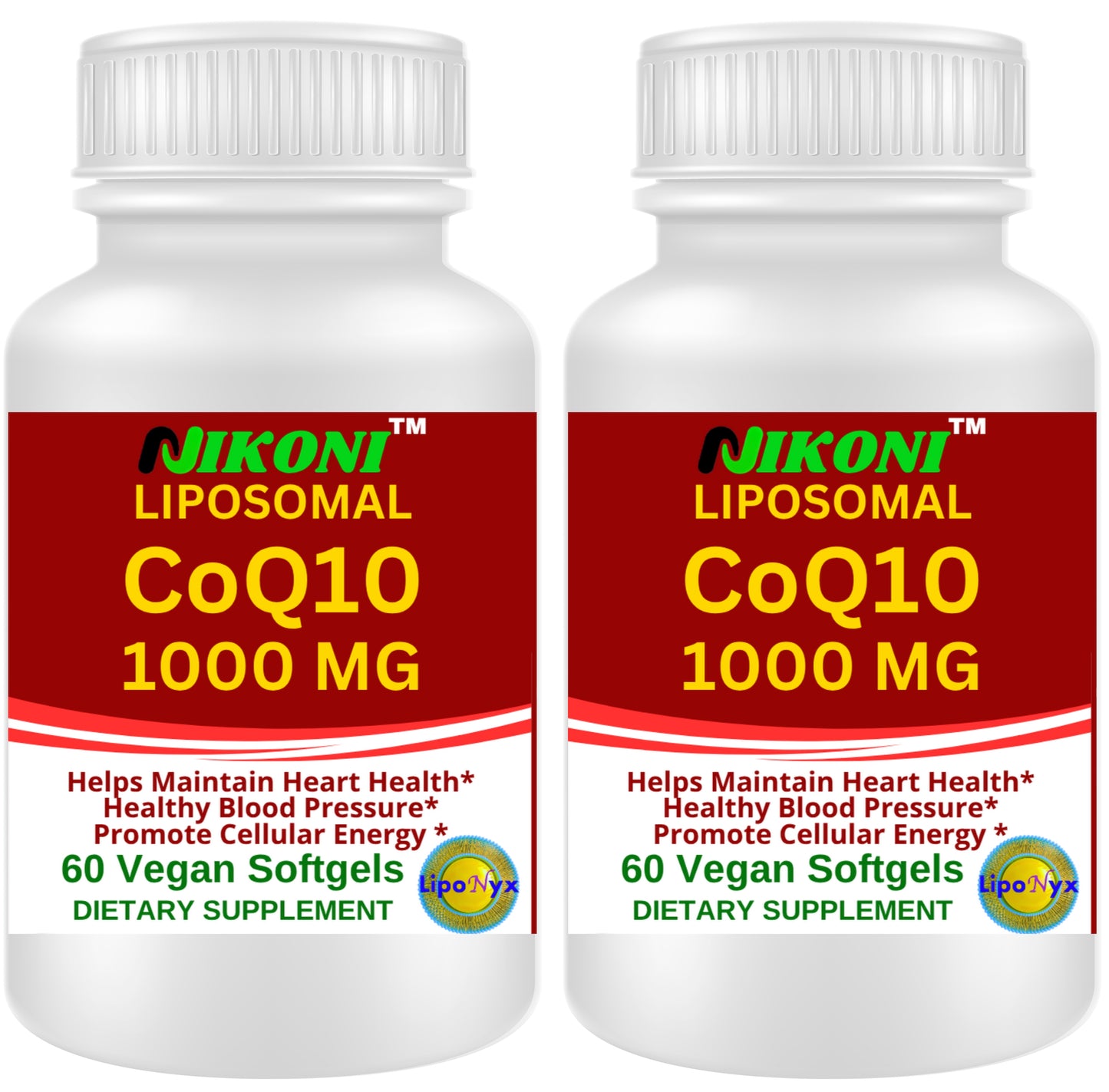 Nikoni Liposomal CoQ10 1000mg Vegan Softges, Supports Heart, Brain & Energy