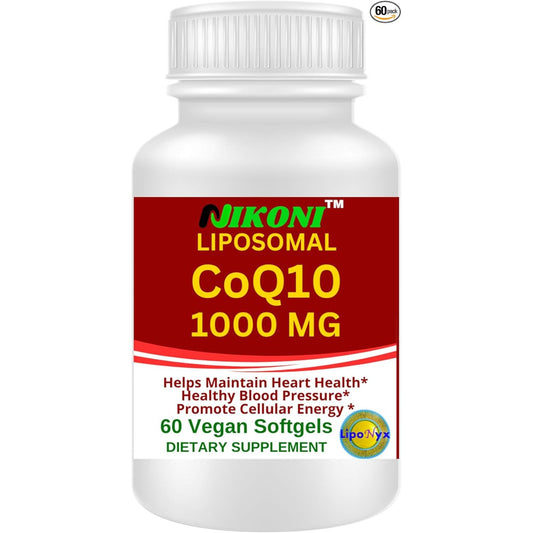 Nikoni Liposomal CoQ10 1000mg Vegan Softges, Supports Heart, Brain & Energy
