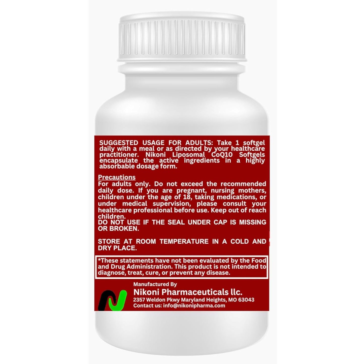 Nikoni Liposomal CoQ10 1000mg Vegan Softges, Supports Heart, Brain & Energy