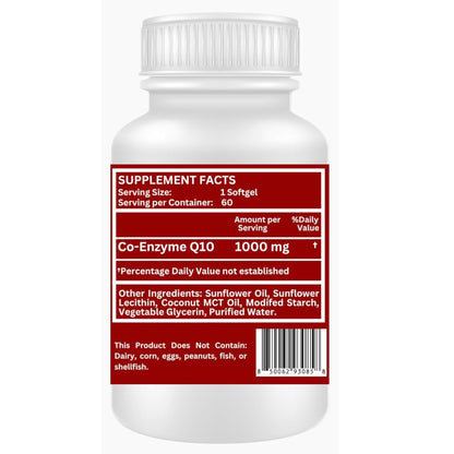 Nikoni Liposomal CoQ10 1000mg Vegan Softges, Supports Heart, Brain & Energy