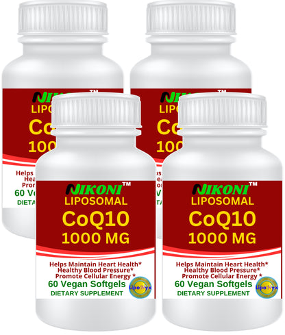 Nikoni Liposomal CoQ10 1000mg Vegan Softges, Supports Heart, Brain & Energy