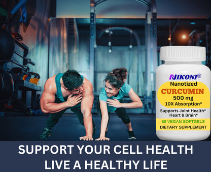 Nikoni Nanotized Curcumin Softgels, Supports Joint, Heart, & Immunity.