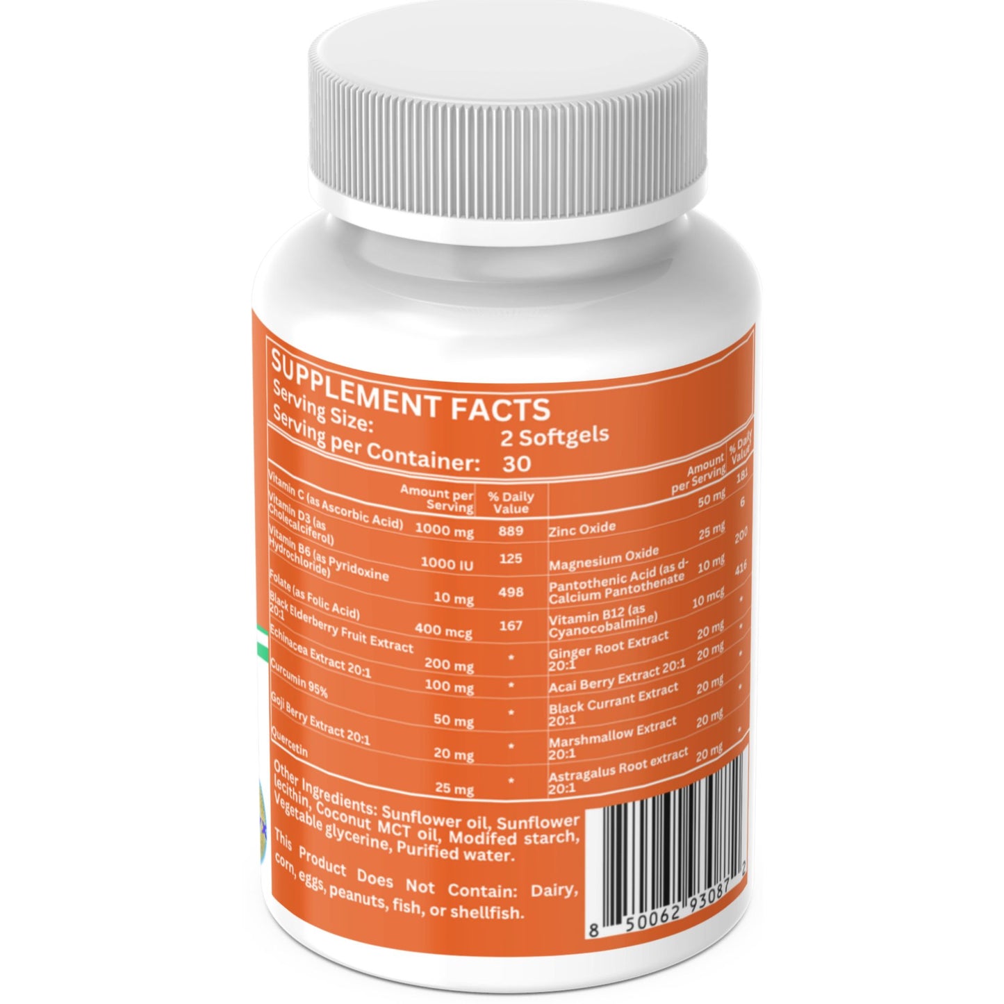 Nikoni Vegan Liposomal Immune Support Softgels – 18-in-1 Formula with Vitamin C, Zinc, Vitamin D3, Echinacea, Elderberry & Curcumin Vegan Softgels