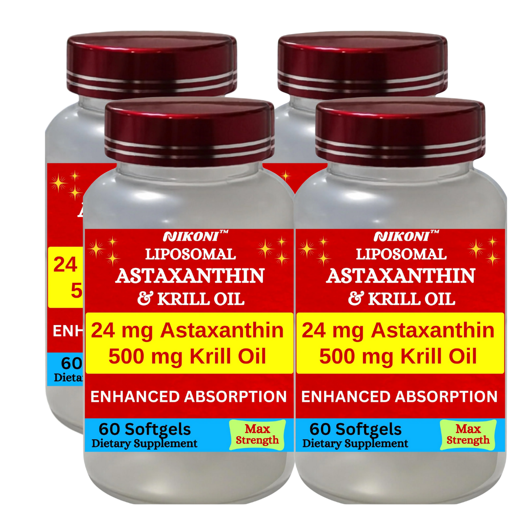 Nikoni Liposomal Astaxanthin 24mg with 500mg Krill Oil for Men & Women