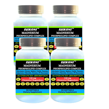 Nikoni Phospholipid Magnesium Complex 2500mg (9 Magnesium Salts, 5 Vitamins & 3 Minerals) Softgels