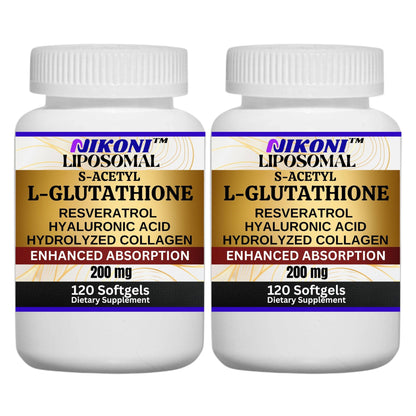 Nikoni Liposomal S-Acetyl L-Glutathione Resveratrol, Hyaluronic Acid & Collagen  Softgels