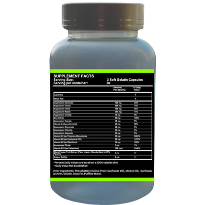 Nikoni Phospholipid Magnesium Complex 2500mg (9 Magnesium Salts, 5 Vitamins & 3 Minerals) Softgels