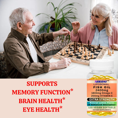 Nikoni Liposomal Lemon Flavored Fish Oil 2400 mg with 200 mg of Vitamin E  Vegan Softgels