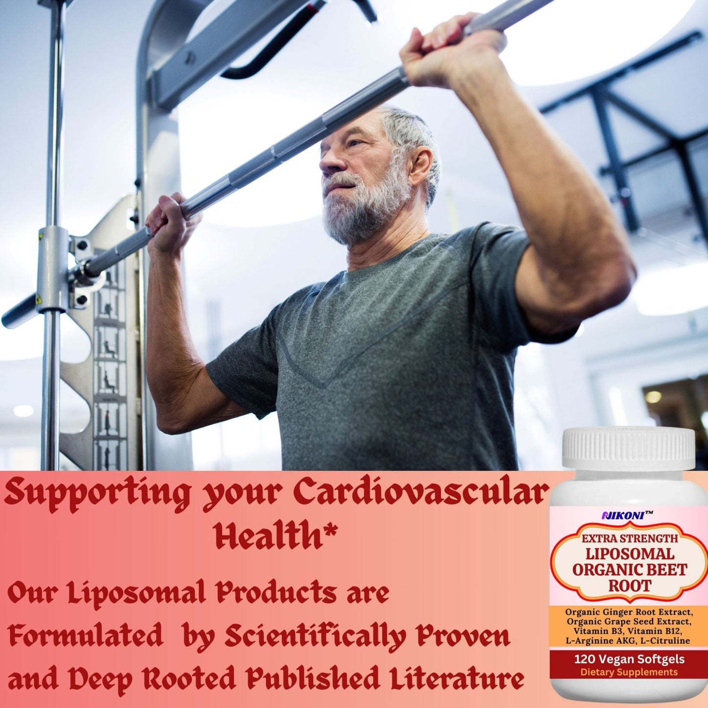 Nikoni Organic Liposomal Beet Root  Vegan Softgels, 1000 mg for Circulatory Support