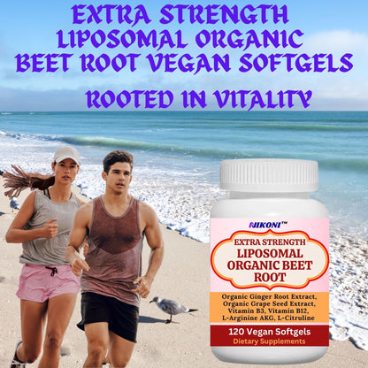 Nikoni Organic Liposomal Beet Root  Vegan Softgels, 1000 mg for Circulatory Support