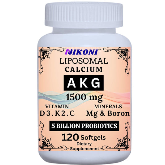 Liposomal Calcium AKG 1500mg, Vitamin C, D3, K2, Mg+ & Probiotics Soft gels