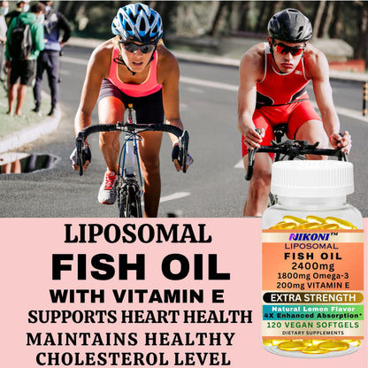 Nikoni Liposomal Lemon Flavored Fish Oil 2400 mg with 200 mg of Vitamin E  Vegan Softgels