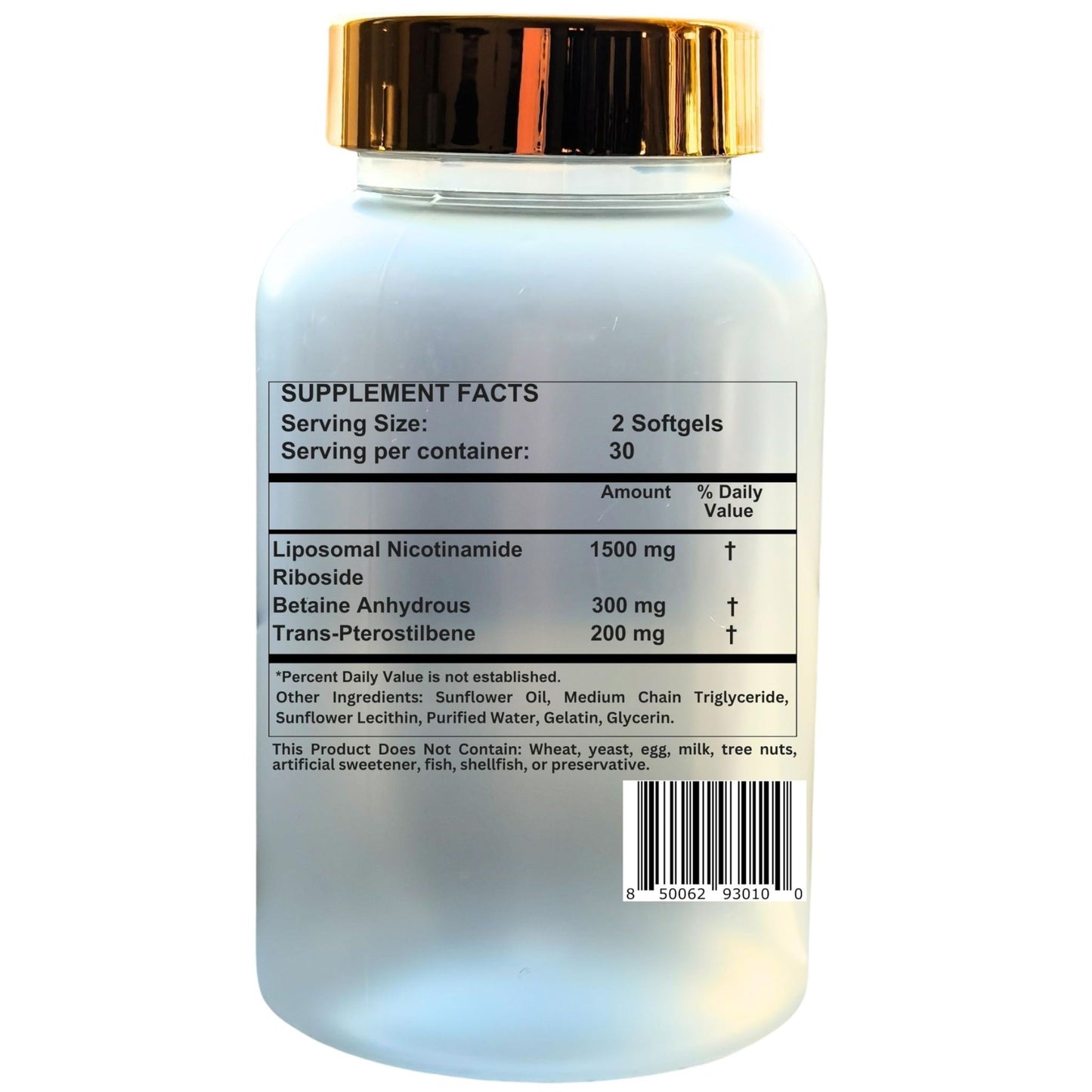 Nikoni Liposomal NAD+ 2000 mg with TMG and Pterostilbene Softgels