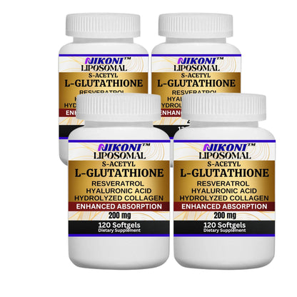 Nikoni Liposomal S-Acetyl L-Glutathione Resveratrol, Hyaluronic Acid & Collagen  Softgels