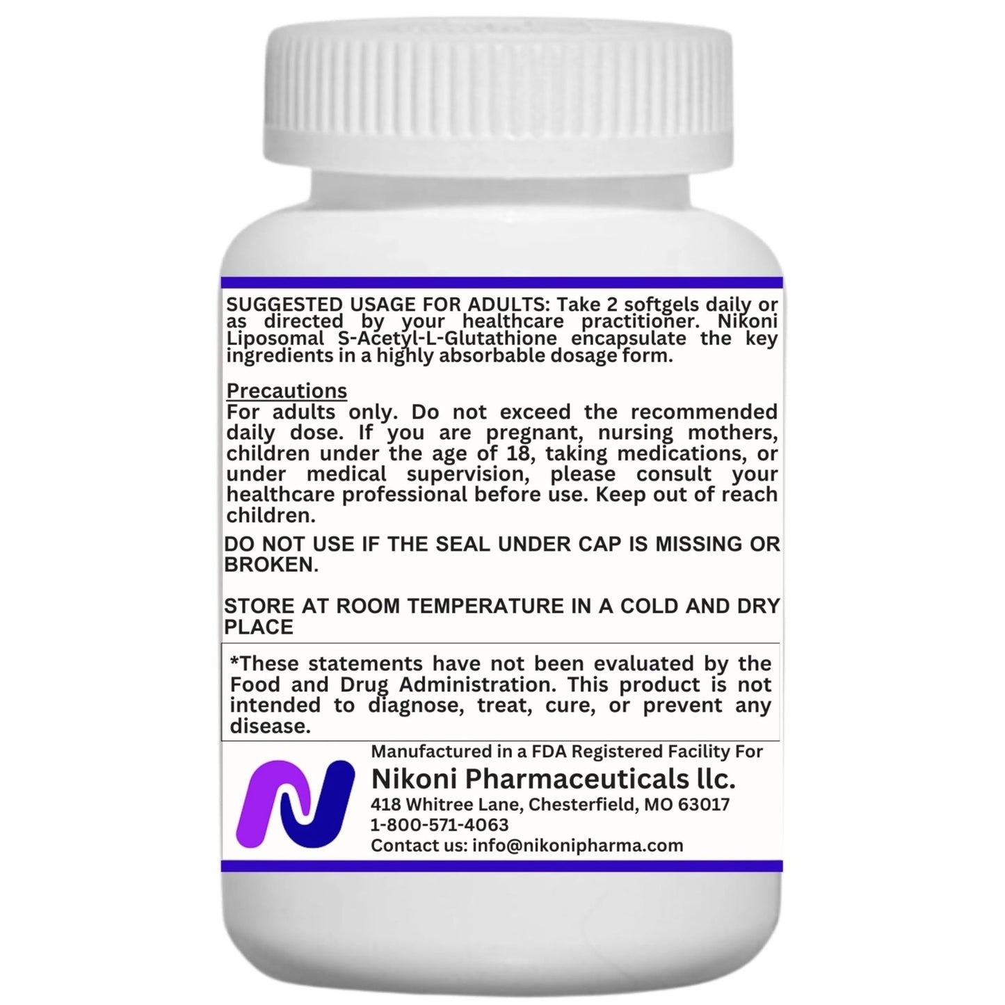 Nikoni Liposomal S-Acetyl L-Glutathione Resveratrol, Hyaluronic Acid & Collagen  Softgels