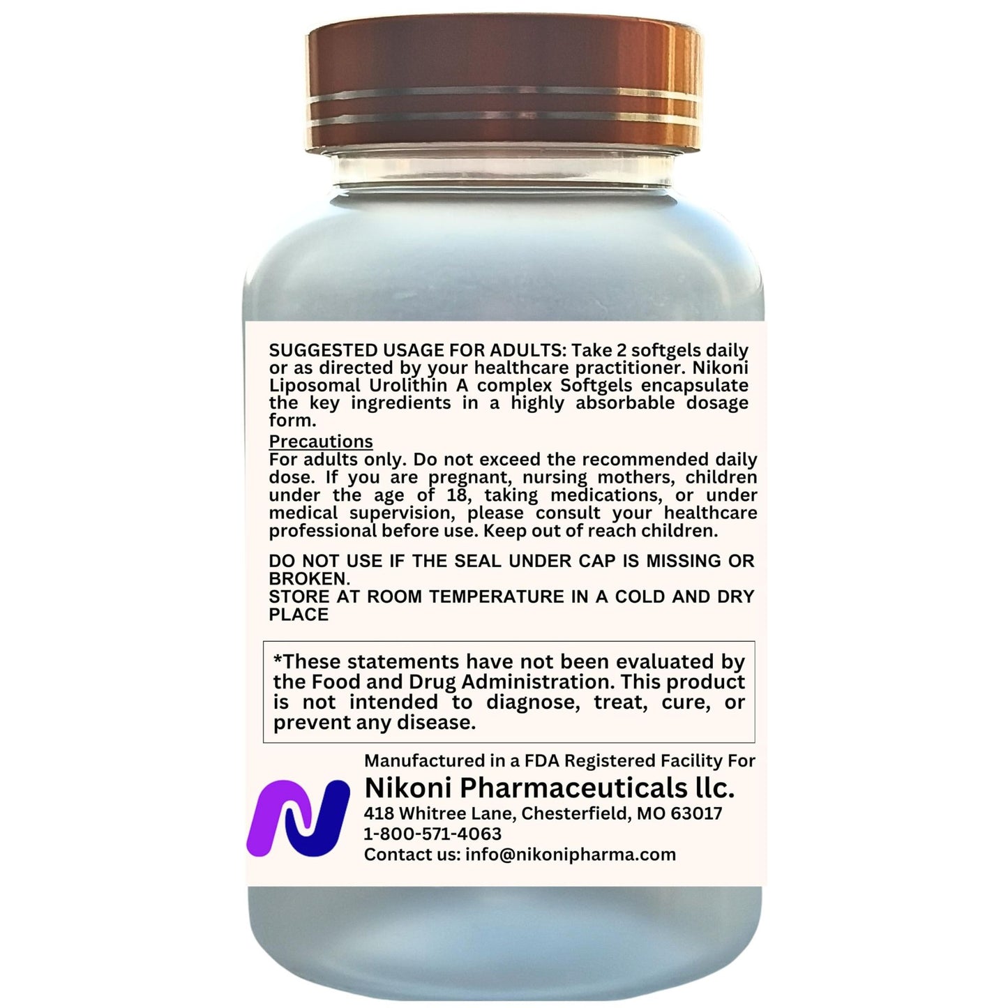 Nikoni Liposomal Urolithin-A Supplement 1400mg Softgels