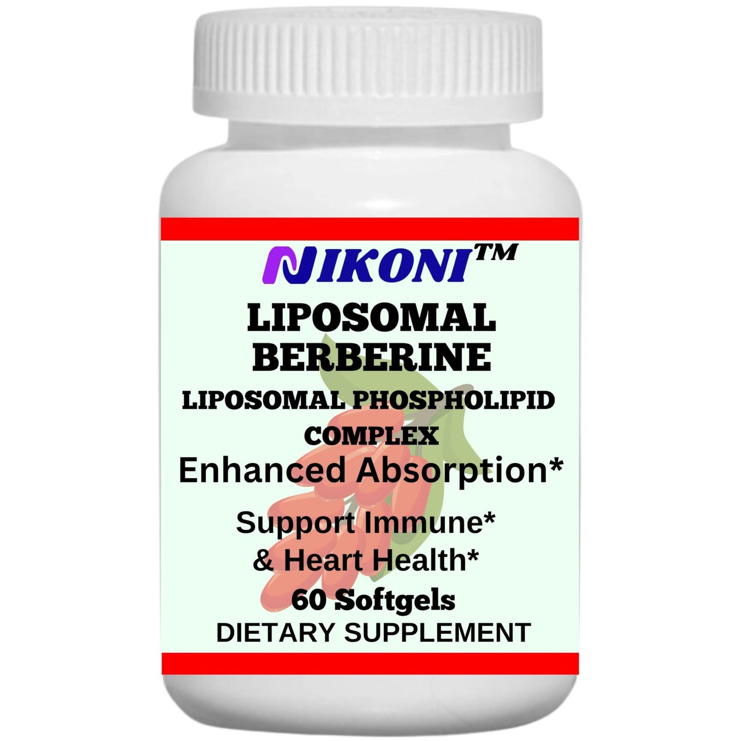 Nikoni Liposomal Berberine 500 mg Support Heart Health & Cholesterol 60 Softgels