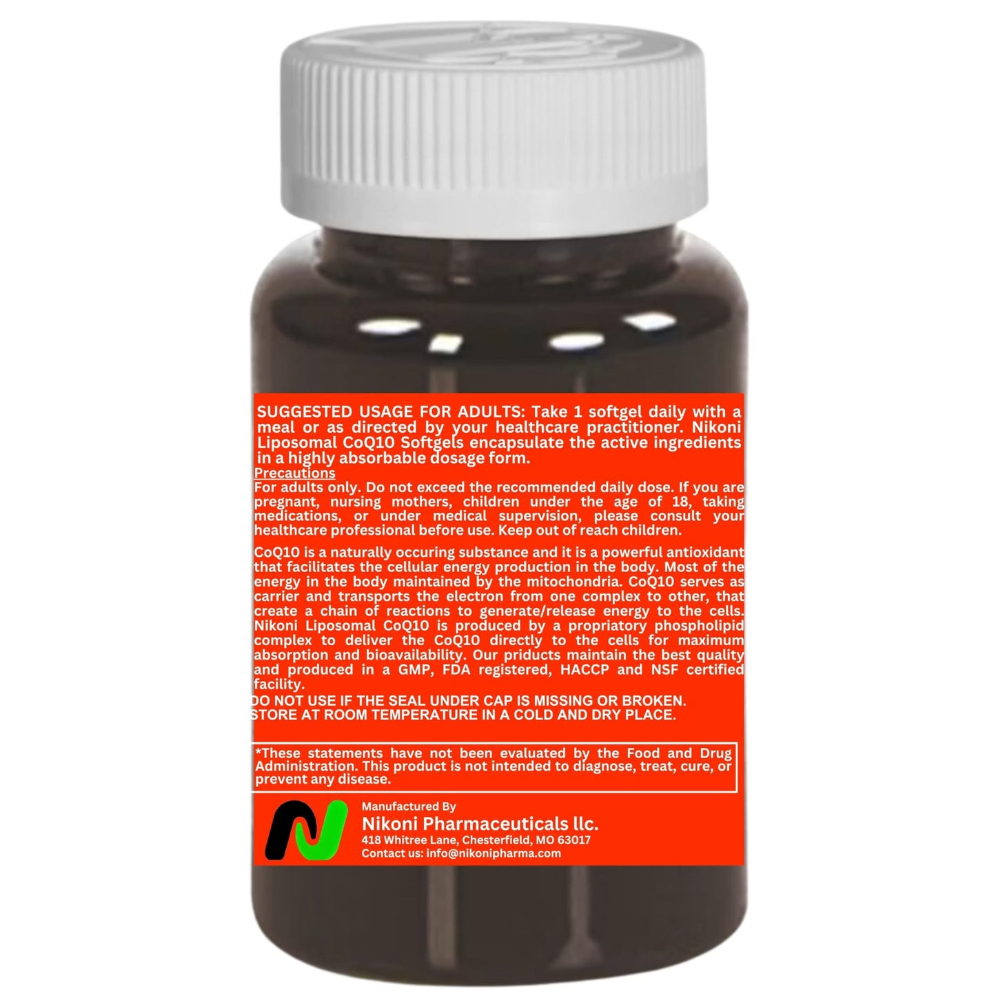 Nikoni Liposomal CoQ10 400 mg, Higher Absorption, Heart Health Softgels